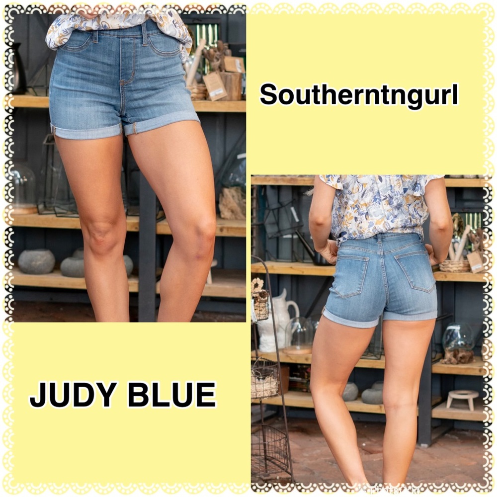 NWT JUDY BLUE Pull On High Rise Denim Shorts Jean Shorts